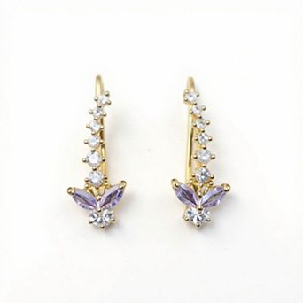 Butterfly Crystal Earrings with Graduated Stone Accents and Delicate Winged Design