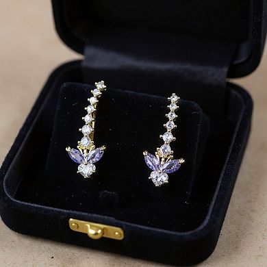 Butterfly Crystal Earrings with Graduated Stone Accents and Delicate Winged Design