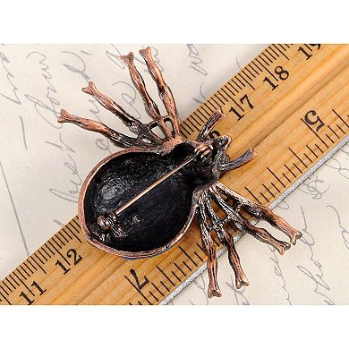 Large Jet Black Crystal Rhinestone Widow Spider Insect Bug Fashionable Pin Brooch