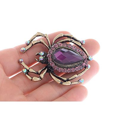 Large Jet Black Crystal Rhinestone Widow Spider Insect Bug Fashionable Pin Brooch