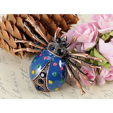 Large Jet Black Crystal Rhinestone Widow Spider Insect Bug Fashionable Pin Brooch