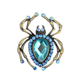 Large Jet Black Crystal Rhinestone Widow Spider Insect Bug Fashionable Pin Brooch