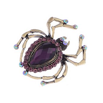 Large Jet Black Crystal Rhinestone Widow Spider Insect Bug Fashionable Pin Brooch