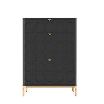 24-Pair Shoe Storage Cabinet with 3 Flip Drawers Entryway Shoe Organizer, Metal Legs
