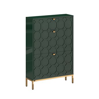24-Pair Shoe Storage Cabinet with 3 Flip Drawers Entryway Shoe Organizer, Metal Legs