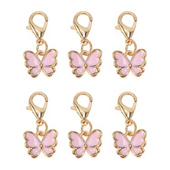 Durable Shoelace Charms Pink Gold Tone 6 pc