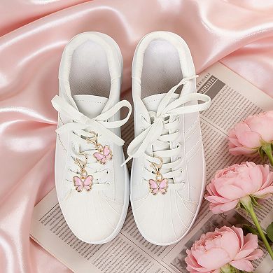 Durable Shoelace Charms Pink Gold Tone 6 Pcs