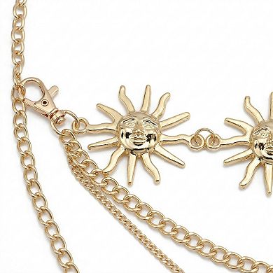 Women's Sun Charm Waist Chain Belt Layered Link Adjustable Metal Body Jewelry Accessory