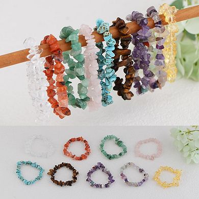 Natural Stone Chip Bracelet Irregular Gemstone Healing Crystal Quartz Bohemia Stretch Bead Bracelets