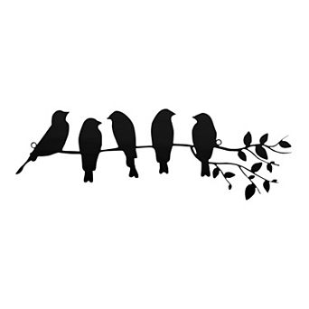 Bird Wall Art with Branch and Leaves Decorative Wall Sculpture for Living Room