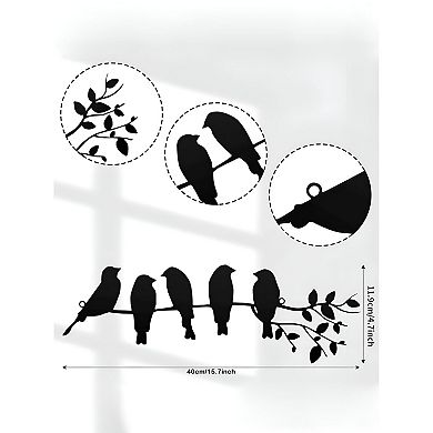 Bird Wall Art with Branch and Leaves Decorative Wall Sculpture for Living Room