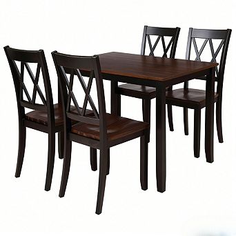 Pnronnc 5 pc Dining Table Set, Wooden Kitchen Table Set with 4 Chairs