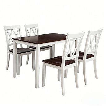 Pnronnc 5 pc Dining Table Set, Wooden Kitchen Table Set with 4 Chairs
