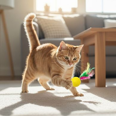 12 Pack Cat Toy Balls with Feathers, Interactive Kitten Play Set, Lightweight Pet Toys
