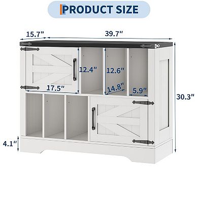 18" Modern Farmhouse Night Stand with Charging Station, Wooden Bedside Table Table with 2 Drawers