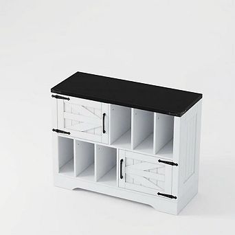 18" Modern Farmhouse Night Stand with Charging Station, Wooden Bedside Table Table with 2 Drawers