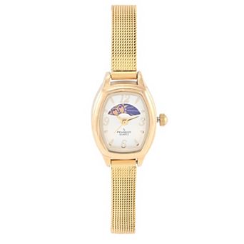 Peugeot Womens 30mm x 20mm Moon Phase Dial Watch with Self Adjustable Mesh Bracelet