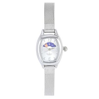 Peugeot Womens 30mm x 20mm Moon Phase Dial Watch with Self Adjustable Mesh Bracelet