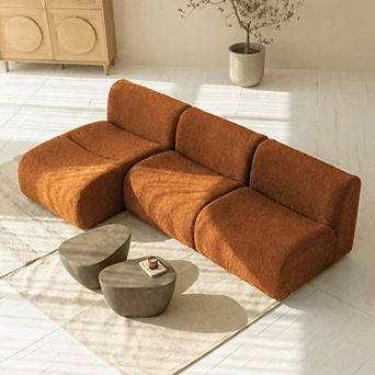 101" Curved L-Shaped Sectional Sofa with Chaise, Sherpa Boucle Couch for Living Room, No Assembly