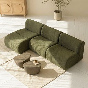 101" Curved L-Shaped Sectional Sofa with Chaise, Sherpa Boucle Couch for Living Room, No Assembly