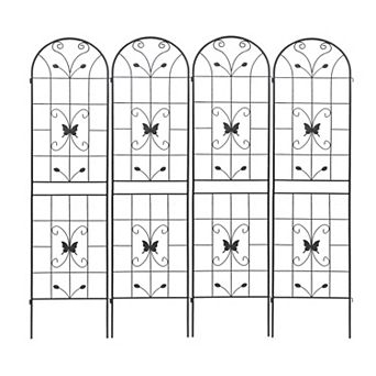 Loheer 4 Pack Metal Garden Trellis for Climbing Plants Outdoor Flower Support