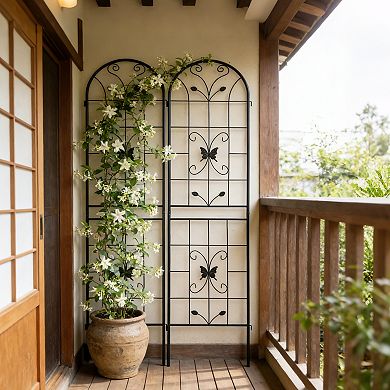 Loheer 4 Pack Metal Garden Trellis for Climbing Plants Outdoor Flower Support