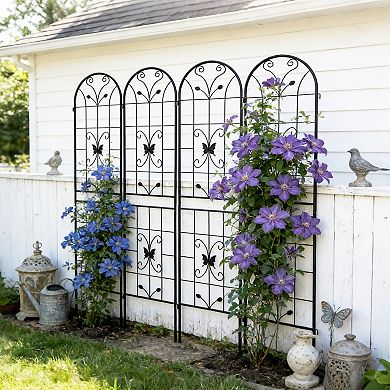 Loheer 4 Pack Metal Garden Trellis for Climbing Plants Outdoor Flower Support