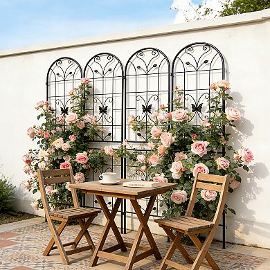 Loheer 4 Pack Metal Garden Trellis for Climbing Plants Outdoor Flower Support