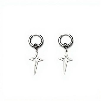 Star Drop Hoop Earrings with Cutout Geometric Charm and Sleek Minimalist Design