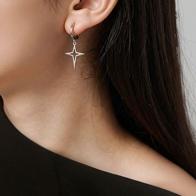 Star Drop Hoop Earrings with Cutout Geometric Charm and Sleek Minimalist Design