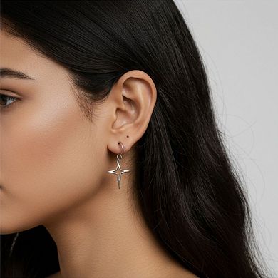 Star Drop Hoop Earrings with Cutout Geometric Charm and Sleek Minimalist Design