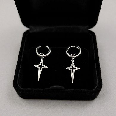 Star Drop Hoop Earrings with Cutout Geometric Charm and Sleek Minimalist Design
