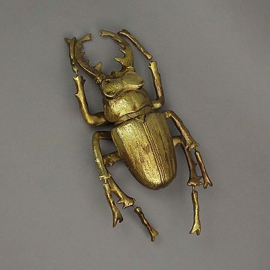 Resin Gold Stag Beetle Painted Sculpture Wall Art Home Decor Hanging Statue