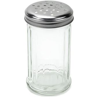Glass Shaker with Metal Lid, Cheese, Spice, or Seasoning Dispenser