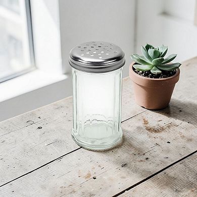 Glass Shaker with Metal Lid, Cheese, Spice, or Seasoning Dispenser