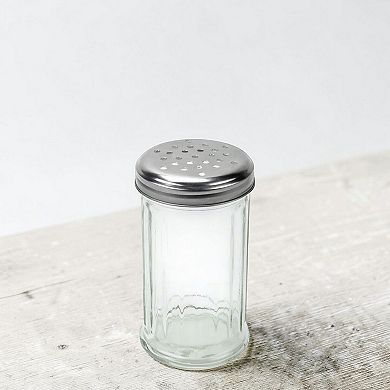 Glass Shaker with Metal Lid, Cheese, Spice, or Seasoning Dispenser