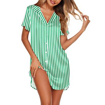 Ekouaer Nightgowns for Women Button Down Sleepshirt Nightshirt Boyfriend Pajamas V Neck Nightdress