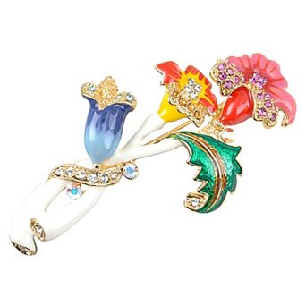 Crystal Colorful Intertwining Flower Plant Fashion Pin Brooch
