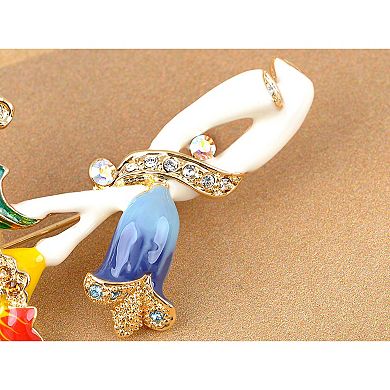 Crystal Colorful Intertwining Flower Plant Fashion Pin Brooch