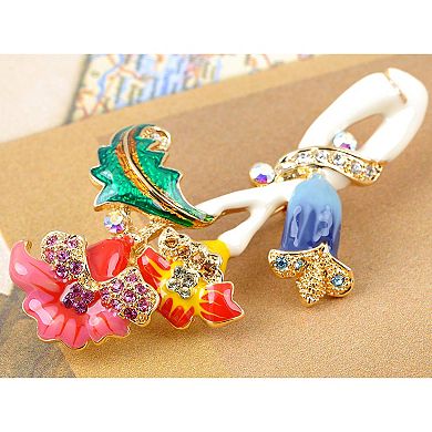 Crystal Colorful Intertwining Flower Plant Fashion Pin Brooch