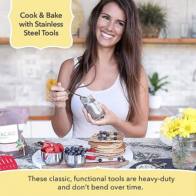 Measuring cup and spoon set, stainless steel, stackable