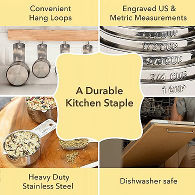 Measuring cup and spoon set, stainless steel, stackable