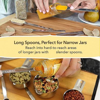 Measuring cup and spoon set, stainless steel, stackable
