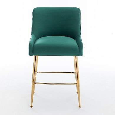 SEYNAR Modern Velvet 37'' H Metal Leg Counter or Bar Stools Set of 4