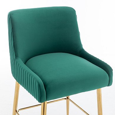 SEYNAR Modern Velvet 37'' H Metal Leg Counter or Bar Stools Set of 4