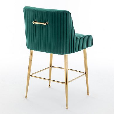 SEYNAR Modern Velvet 37'' H Metal Leg Counter or Bar Stools Set of 4