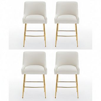 SEYNAR Modern Velvet 37'' H Metal Leg Counter or Bar Stools Set of 4
