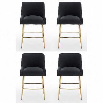 SEYNAR Modern Velvet 37'' H Metal Leg Counter or Bar Stools Set of 4