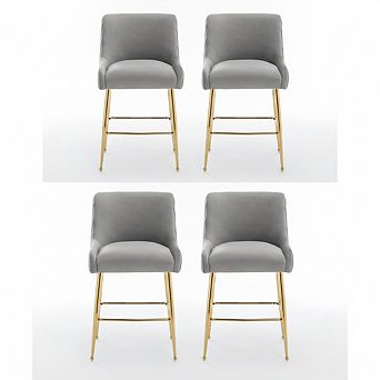 SEYNAR Modern Velvet 37'' H Metal Leg Counter or Bar Stools Set of 4
