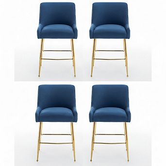 SEYNAR Modern Velvet 37'' H Metal Leg Counter or Bar Stools Set of 4